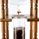 Yama Glass Cold Brew Tower – Curved Brown Wood Frame – 25 Cup (100 oz)