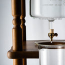 Yama Glass Cold Brew Tower – Curved Brown Wood Frame – 25 Cup (100 oz)