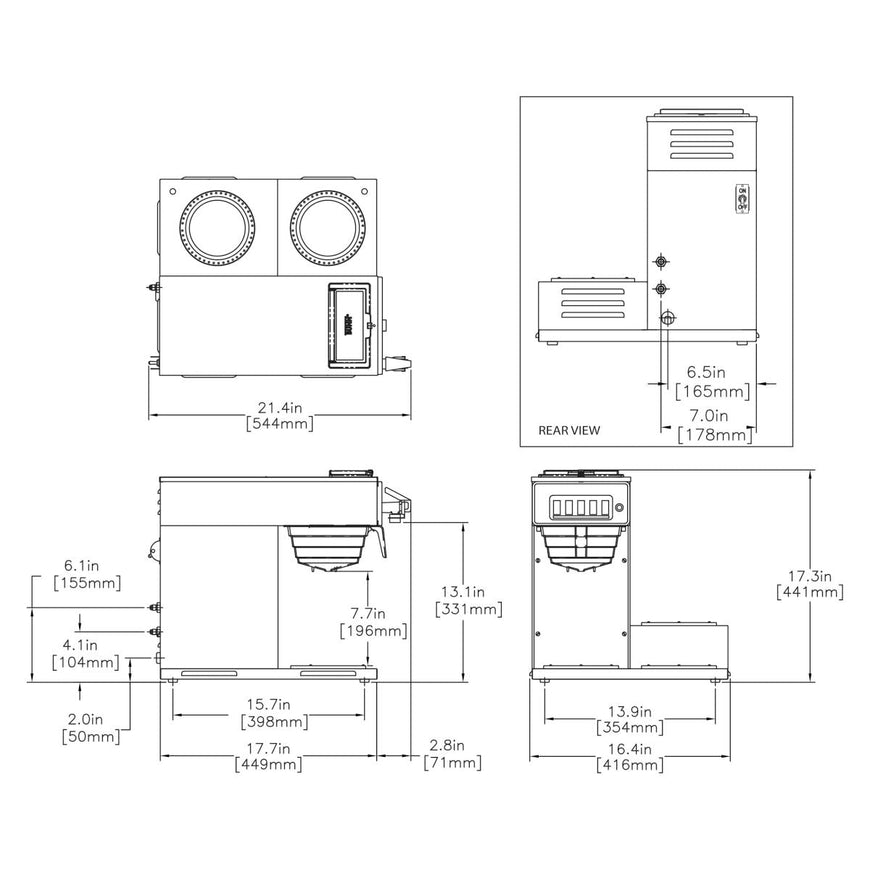 BUNN CWTF15-3, Plastic Funnel (3 Lower Warmers) 12 Cup Automatic Coffee Brewer 12950.0212